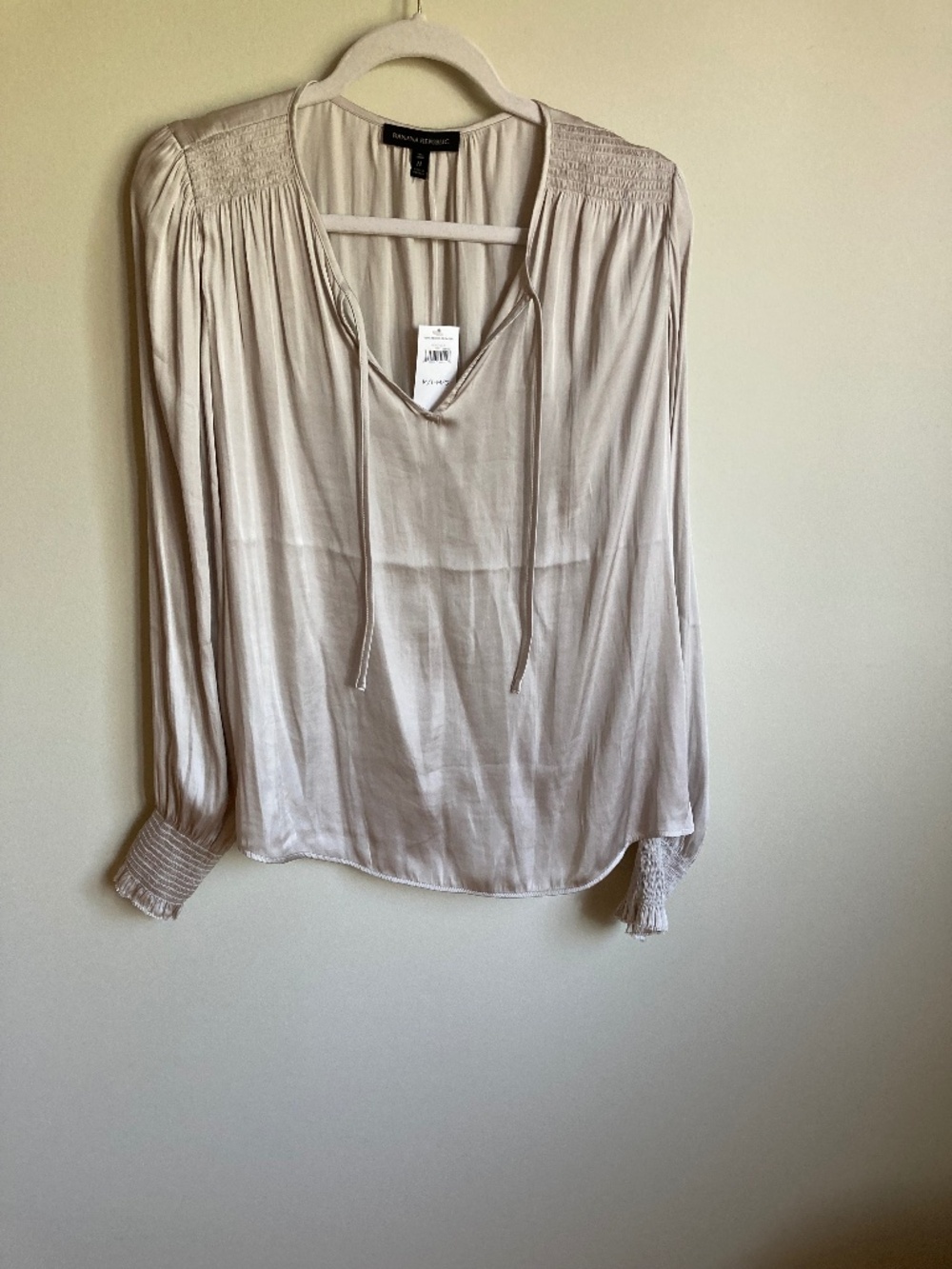 Banana Republic Beige Peasant Blouse Tall M NWT